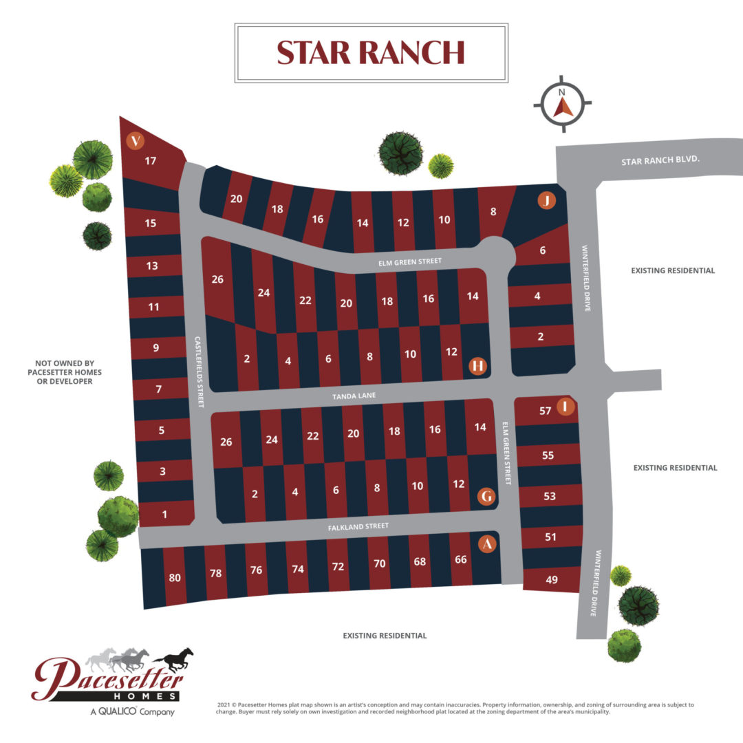 Lot map for the community of Star Ranch