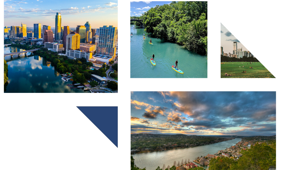 An image collage of Austin, TX