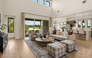 Open-concept family room in Driscoll floor plan at Park Hills Rockwall TX