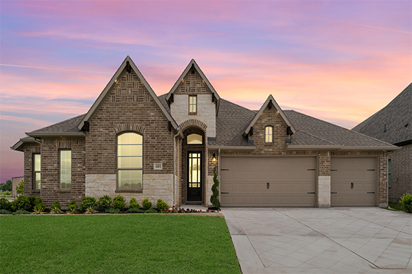 Westlake II floorplan model home exterior at River Ranch in Van Alstyne TX