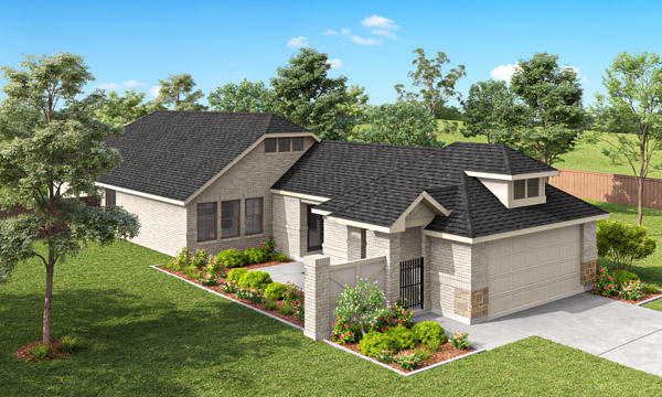 Harwood Elevation C - Brick Wing Wall. Harwood floor plan by Pacesetter Homes showing a one-story layout with three bedrooms, two bathrooms, open family room connected to kitchen and breakfast area, dedicated study, utility room, primary suite with walk-in closet and dual-vanity bath, covered porch and entry portal, and a 2-car garage; option callouts include an optional box-out window at the primary bedroom and an optional deluxe kitchen layout.