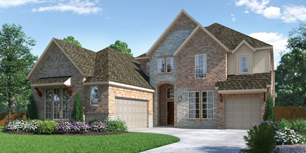 Elevation B Bingham II. Two‑story Bingham II floor plan by Pacesetter Homes showing four bedrooms, three and a half bathrooms, first‑floor primary suite, open kitchen with large island, breakfast area, study, covered patio, second‑floor game room, walk‑in closets, and three‑car garage with optional layouts.