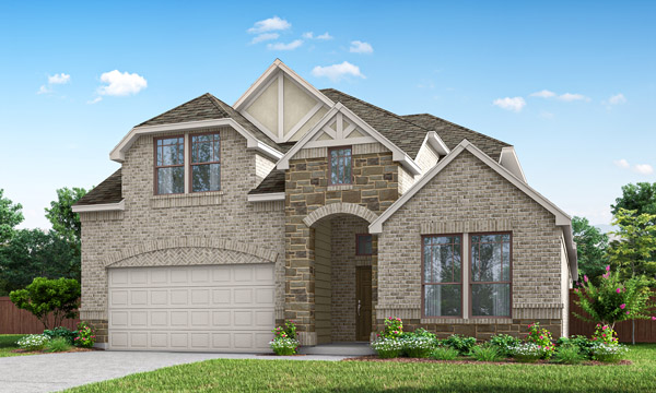 Grapevine II Elevation B Brick. Complete Grapevine II floor plan by Pacesetter Homes showing first‑ and second‑floor layouts with four bedrooms, three bathrooms, open family room connected to kitchen and dining area, covered patio, walk‑in closets throughout, upstairs game room, and multiple optional features including deluxe kitchen layouts, optional fireplace, optional media room, additional bedrooms and bathrooms, extended patio options, and alternate stair configurations.