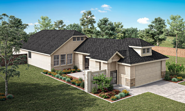 Harwood Elevation F - Siding Wing Wall. Harwood floor plan by Pacesetter Homes showing a one-story layout with three bedrooms, two bathrooms, open family room connected to kitchen and breakfast area, dedicated study, utility room, primary suite with walk-in closet and dual-vanity bath, covered porch and entry portal, and a 2-car garage; option callouts include an optional box-out window at the primary bedroom and an optional deluxe kitchen layout.